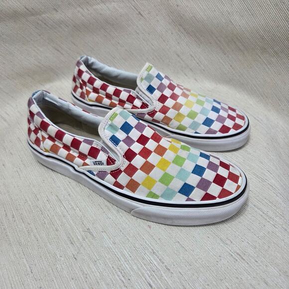 Vans Woman's flats Multi-Colored Checkered Design Shoes size 10.5 - Picture 1 of 6